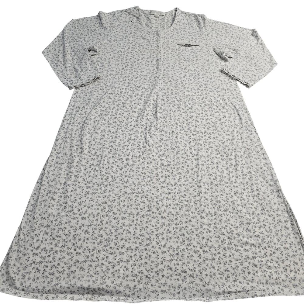 Eileen West Women’s Floral Nightgown Sz L Grany Chic Cottagecore Cotton Blend